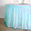 Metallic Foil Fringe Table Skirt Iridescent Blue with Self Adhesive Backing - Durable Tinsel Skirt for Parties 30"x9ft