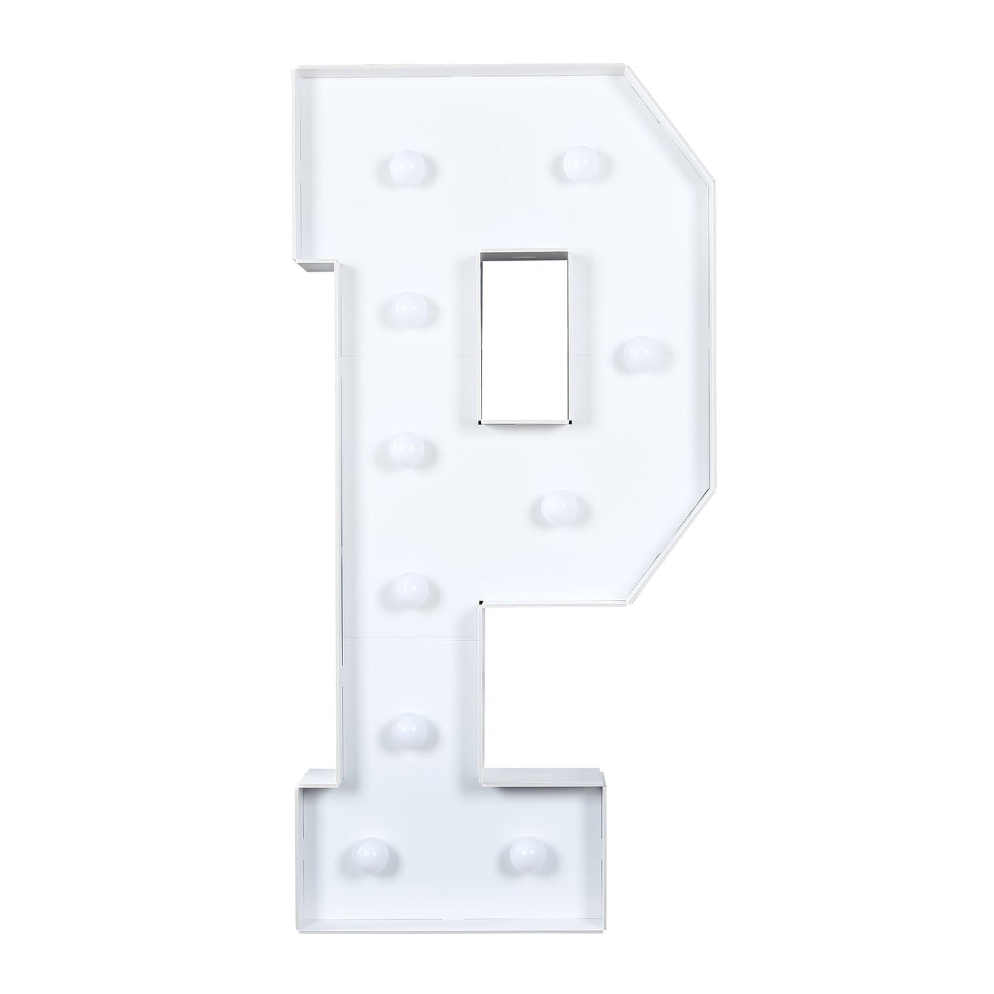 Giant LED Marquee Light Up Letter "P", White 4ft Pre-Cut Foam Board with 10 Warm White Battery Operated LEDs, Glue Gun and Sticks