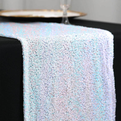 Sequin 12"x108" Table Runner Iridescent Blue - Glittering Design