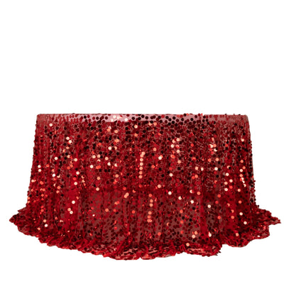 Sequin 132’’ Round Tablecloth Red - Big Payette Table Cover - Tablecloths