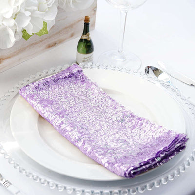 Sequin 20"x20" Napkin Lavender Lilac - Shimmering Dinner Napkin