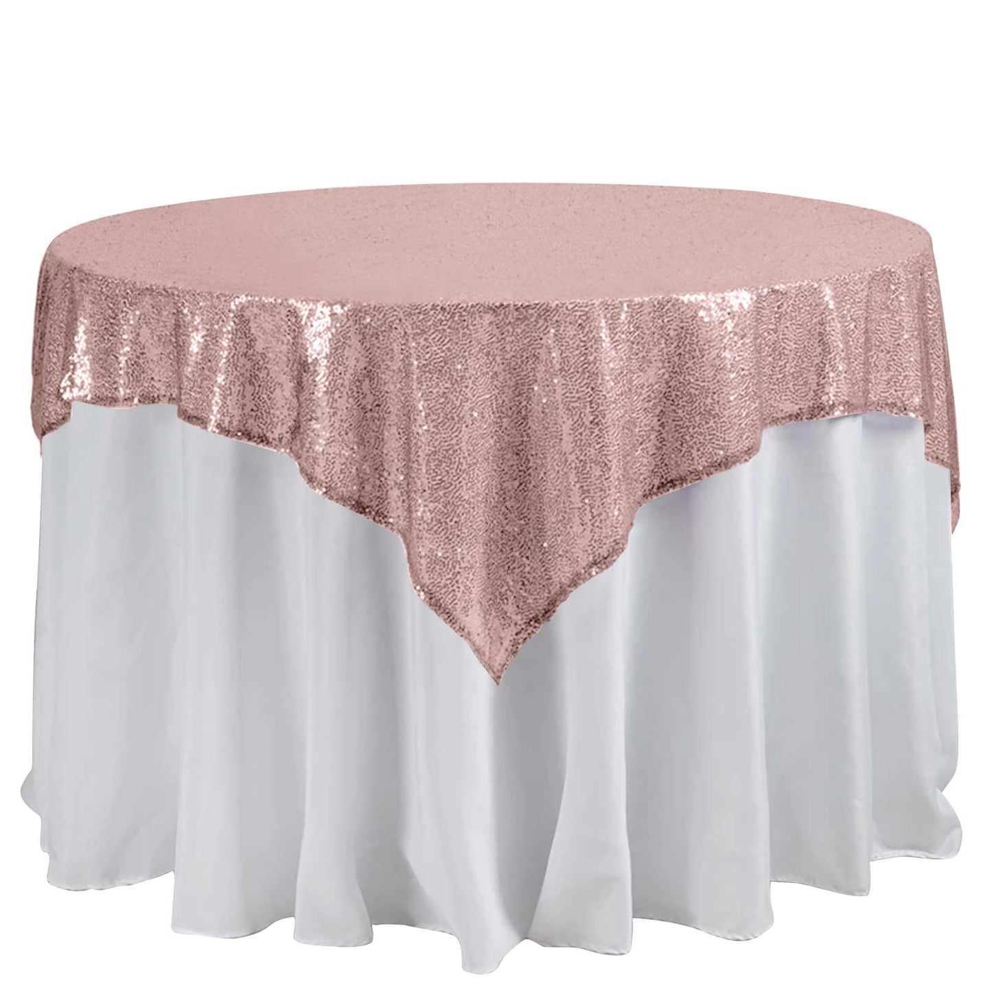 Sequin 60"x60" Table Overlay Square Tablecloth Blush - Luxe Wedding Table Topper