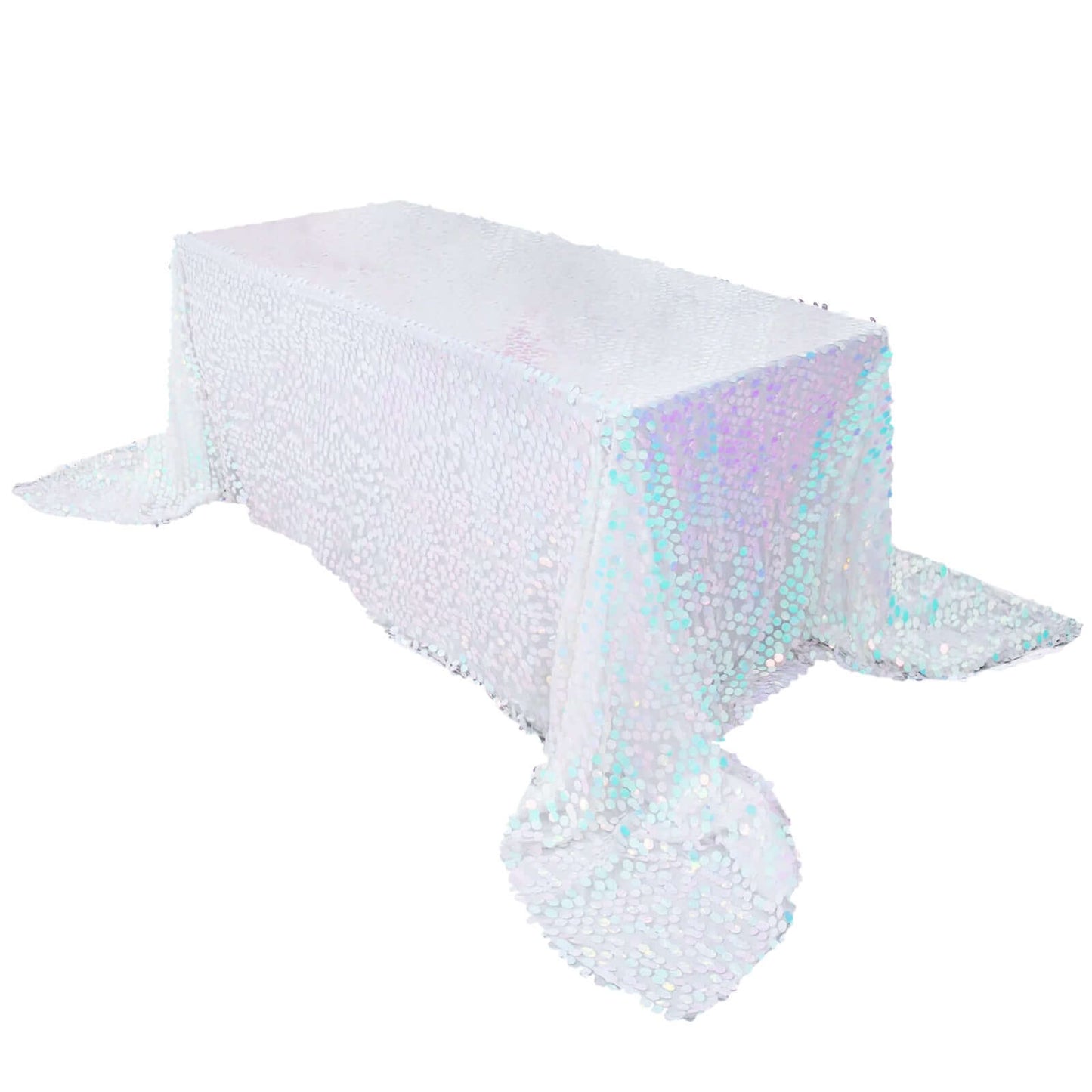 Sequin 90"x156" Rectangle Tablecloth Iridescent Blue - Seamless Big Payette Table Cover