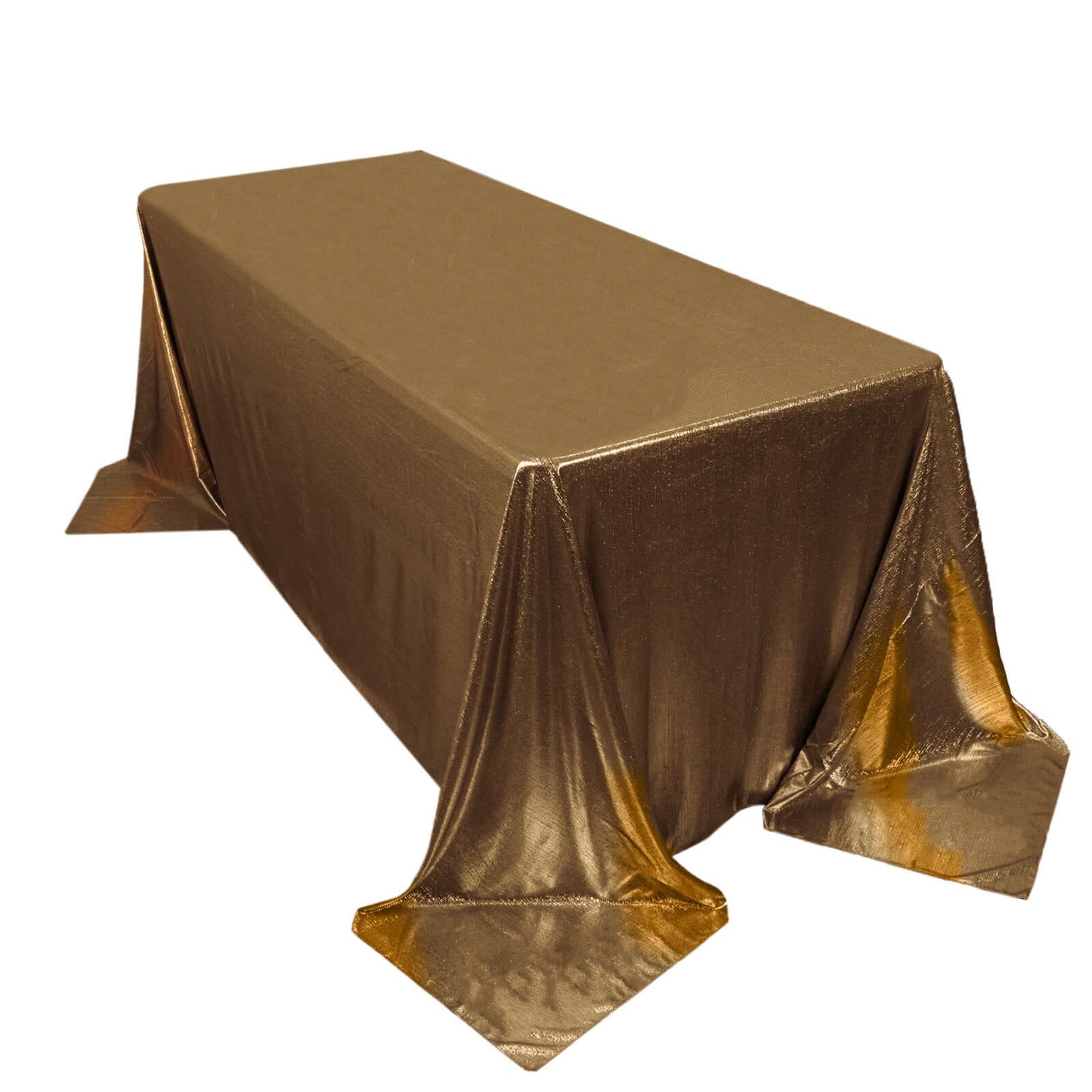 Sequin Dots Polyester 90"x132" Rectangle Tablecloth Shimmering Antique Gold - Seamless, Glittering & Wrinkle Free Table Cover