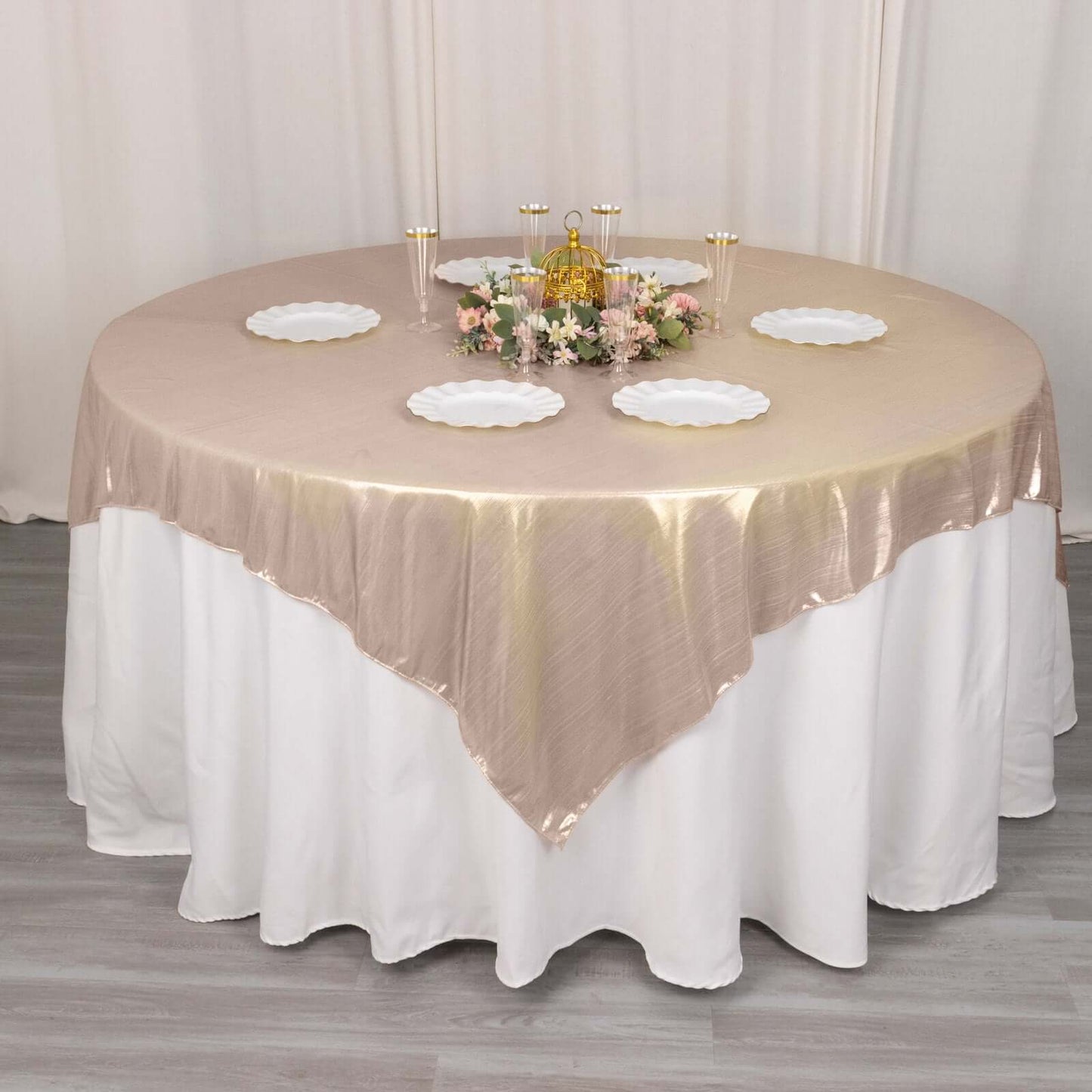 Polyester 72"x72" Table Overlay Square Tablecloth Blush - Sequin Dots Wrinkle-Free Table Cover