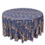 Sequin Mesh 120" Round Tablecloth Royal Blue/Gold - Seamless Wave Embroidered Table Cover