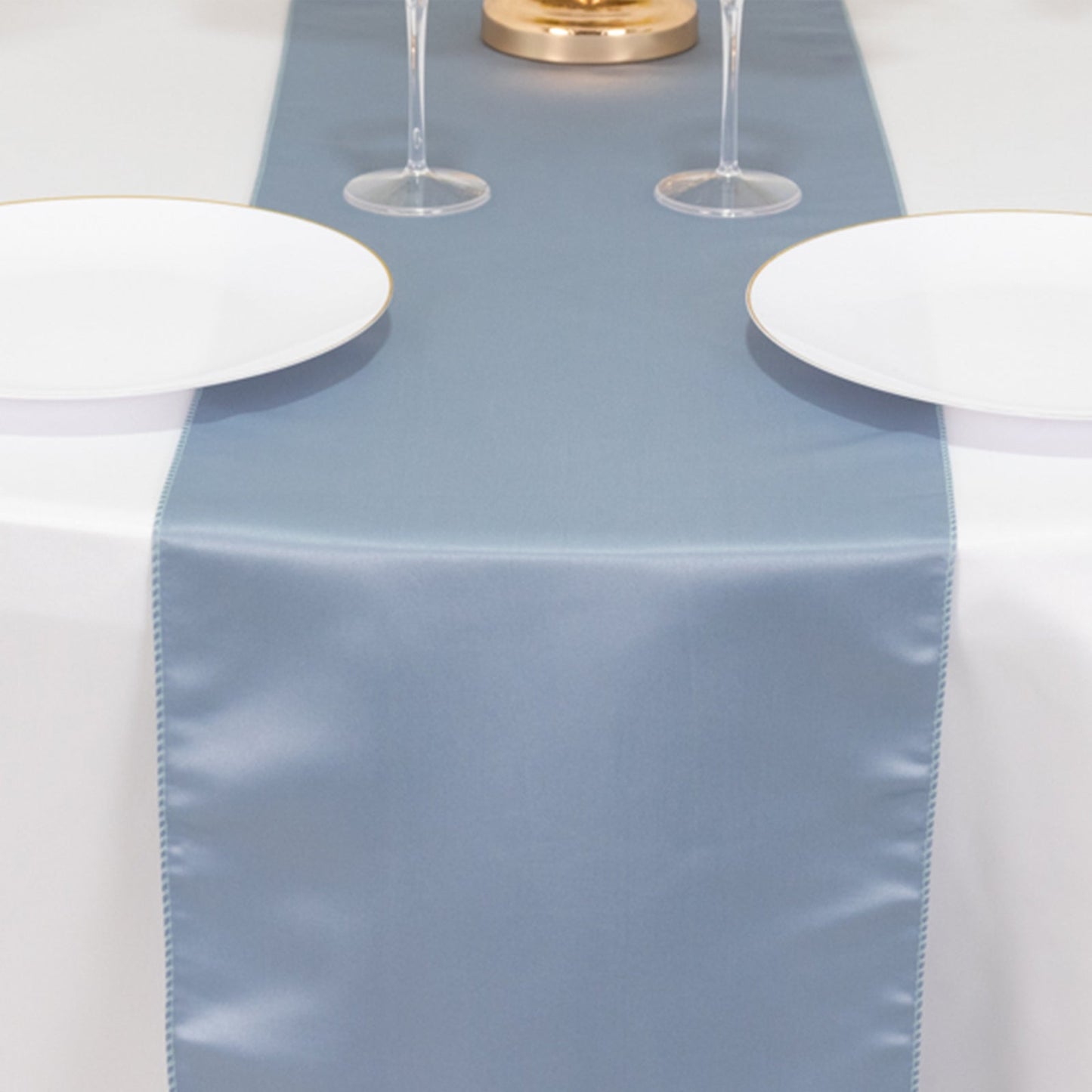 Lamour Satin 12"x108" Table Runner Dusty Blue - Smooth & Lustrous Finish