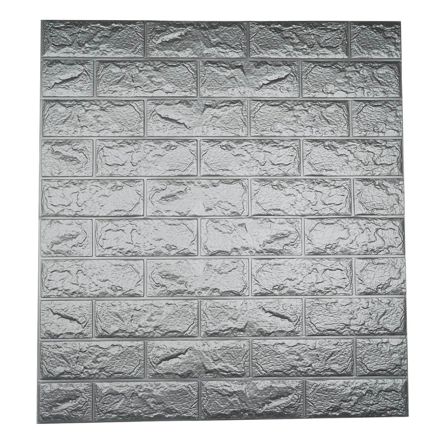 10 Pack Silver foam Brick Peel And Stick 3D Wall Tile Panels - Covers 58sq.ft
