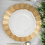 6-Pack Acrylic Plastic Round Charger Plates 13" in Metallic Gold with Sunray Scalloped Rim, Decorative Dinner Party Charger Tableware
