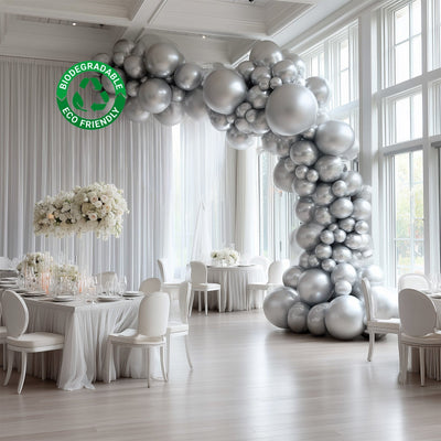 Set of 110 Silver Balloon Garland Kit â€“ Biodegradable Extra Strong Latex Balloons for Party Arch DÃ©cor - Decorations