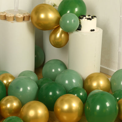 Set of 120 Gold Green Biodegradable Balloon Arch Kit Extra Strong Eco-friendly Latex Party Balloon Garland - Decorations