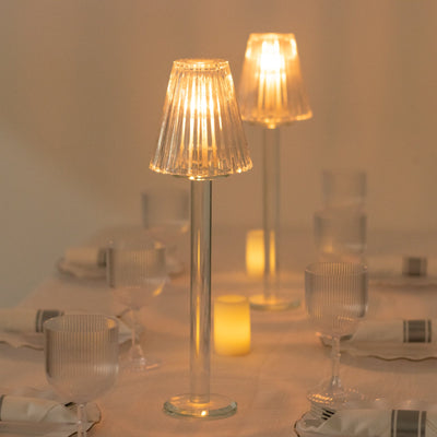 Set of 2 Clear Crystal Glass Candle Holders â€“ 17’’ Elegant Ribbed Vintage Table Lamp Design - Centerpieces