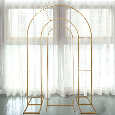 Set of 2 Gold Metal Round Top Chiara Backdrop Stand Wedding Arches Double Arch Floral Balloon Frame Ceremony Arbors