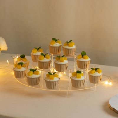 Set of 3 Acrylic Half-Moon Display Riser Stands â€“ 3-Tier Clear Dessert Pedestal for Cakes Collectibles & Figurines