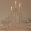 Set of 3 Acrylic Taper Candle Holders with Hanging Bead & Prism Accents â€“ Elegant Candlestick Stands - 11",13",15"