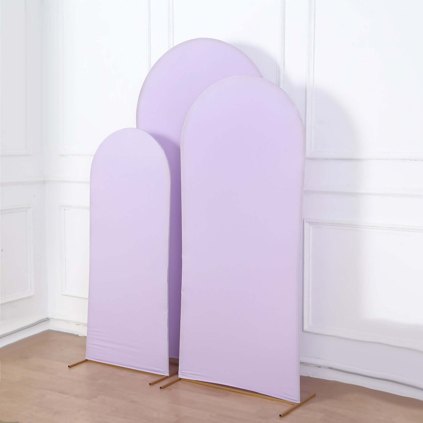 Set of 3 Matte Lavender Lilac Spandex Fitted Chiara Backdrop Stand Covers For Round Top Wedding Arch - 5ft, 6ft, 7ft