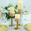 Set of 3 Pillar Candle Holders Gold Metal Geometric Oval Frame Design - Modern Centerpiece Assorted Sizes