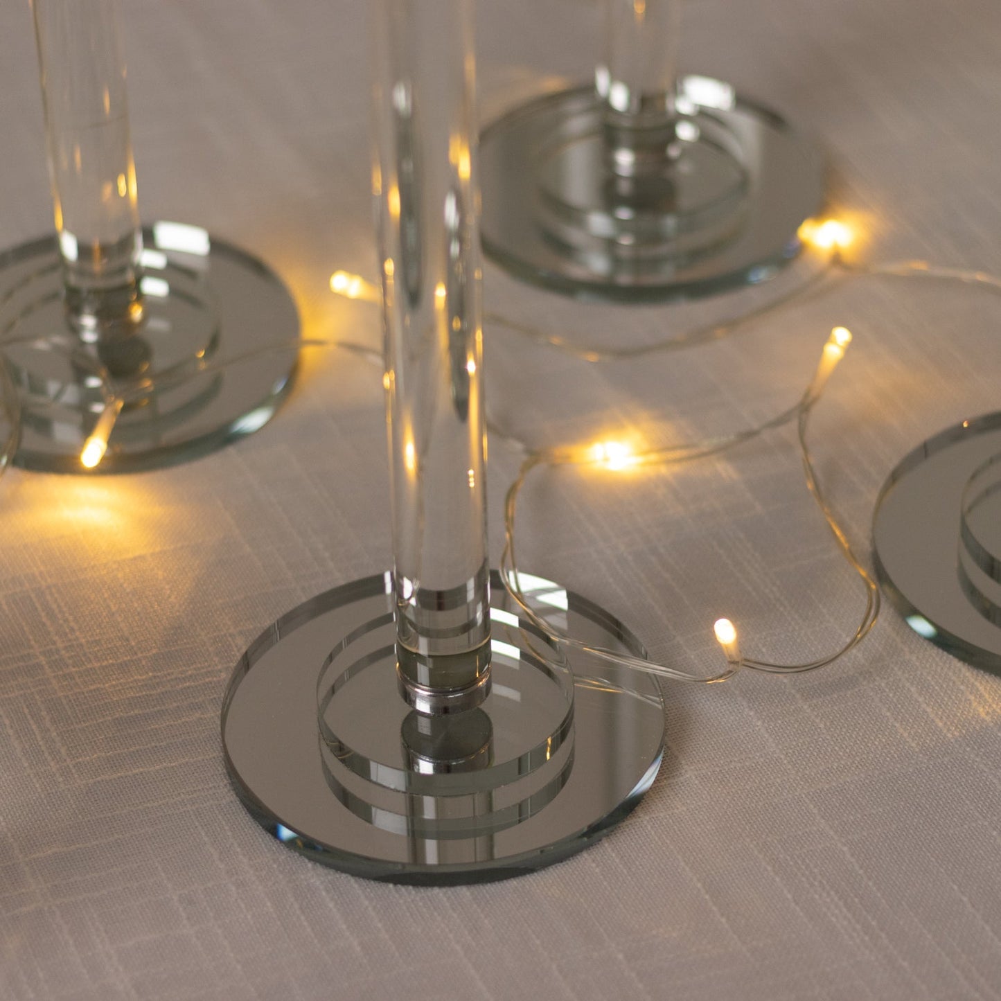 Set of 4 Crystal Glass Hurricane Taper Candle Holders Decorative Tall Candle Stands Clear Cylinder Chimney Tubes 29’’