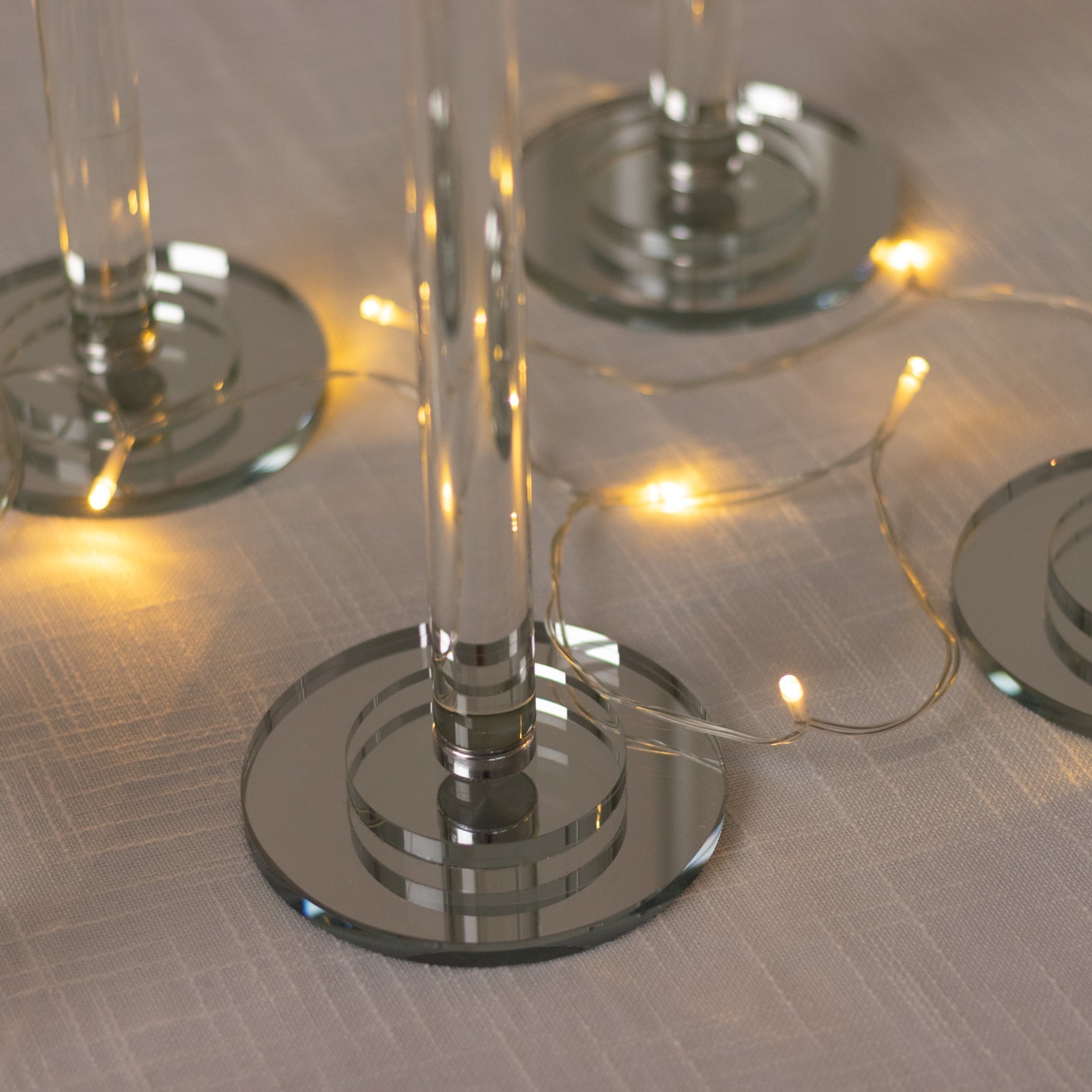 Set of 4 Crystal Glass Hurricane Taper Candle Holders Decorative Tall Candle Stands Clear Cylinder Chimney Tubes 29’’