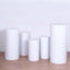 Set of 5 White Metal Cylinder Pillar Prop Stands For Wedding Aisle, Round Plinth Pedestal Display Boxes - 20",22",24",28",32"