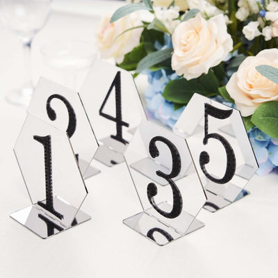 5-Pack Acrylic Table Sign Holders Hexagon Design Silver - Ideal for Modern Event Centerpieces 5"