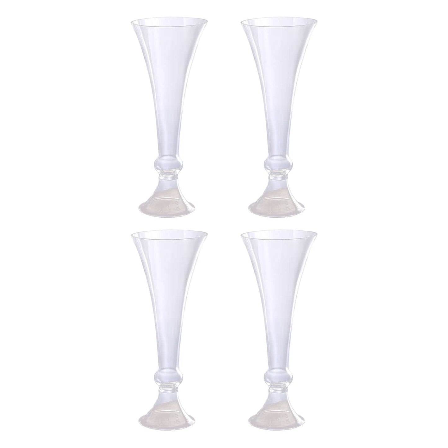 4-Pack Glass Trumpet Vases Crystal Ball Design Clear - Stylish Floral Table Centerpieces for Events 18"