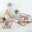 Set of Metal Candle Holders Linked Geometric Design Rose Gold - Modern Votive Glass Decor for Tables & Gatherings 16"