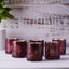 6-Pack Mercury Glass Candle Holders Burgundy Palm Leaf Design - Votive Tealight Holders for Events