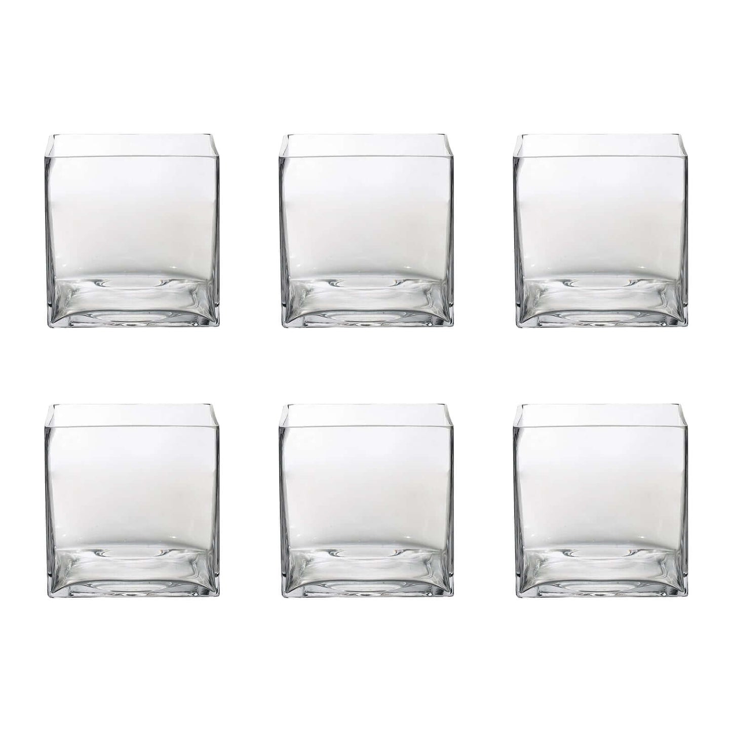 6-Pack Glass Flower Vases Heavy Duty Clear - Premium Table Centerpieces for Weddings 6"