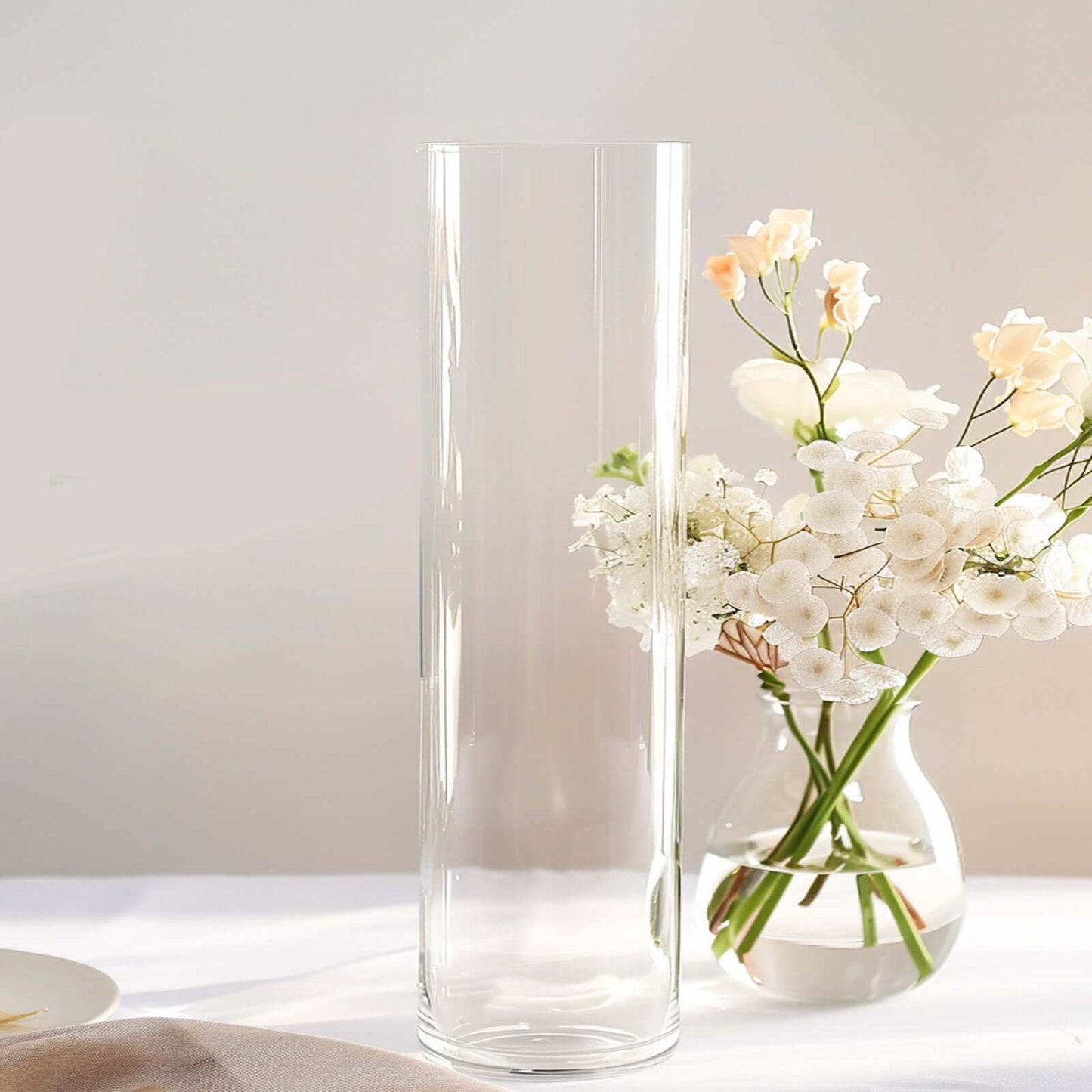 6-Pack Glass Flower Vases Cylinder Design Heavy Duty Clear - Stylish Centerpieces for Weddings 14"