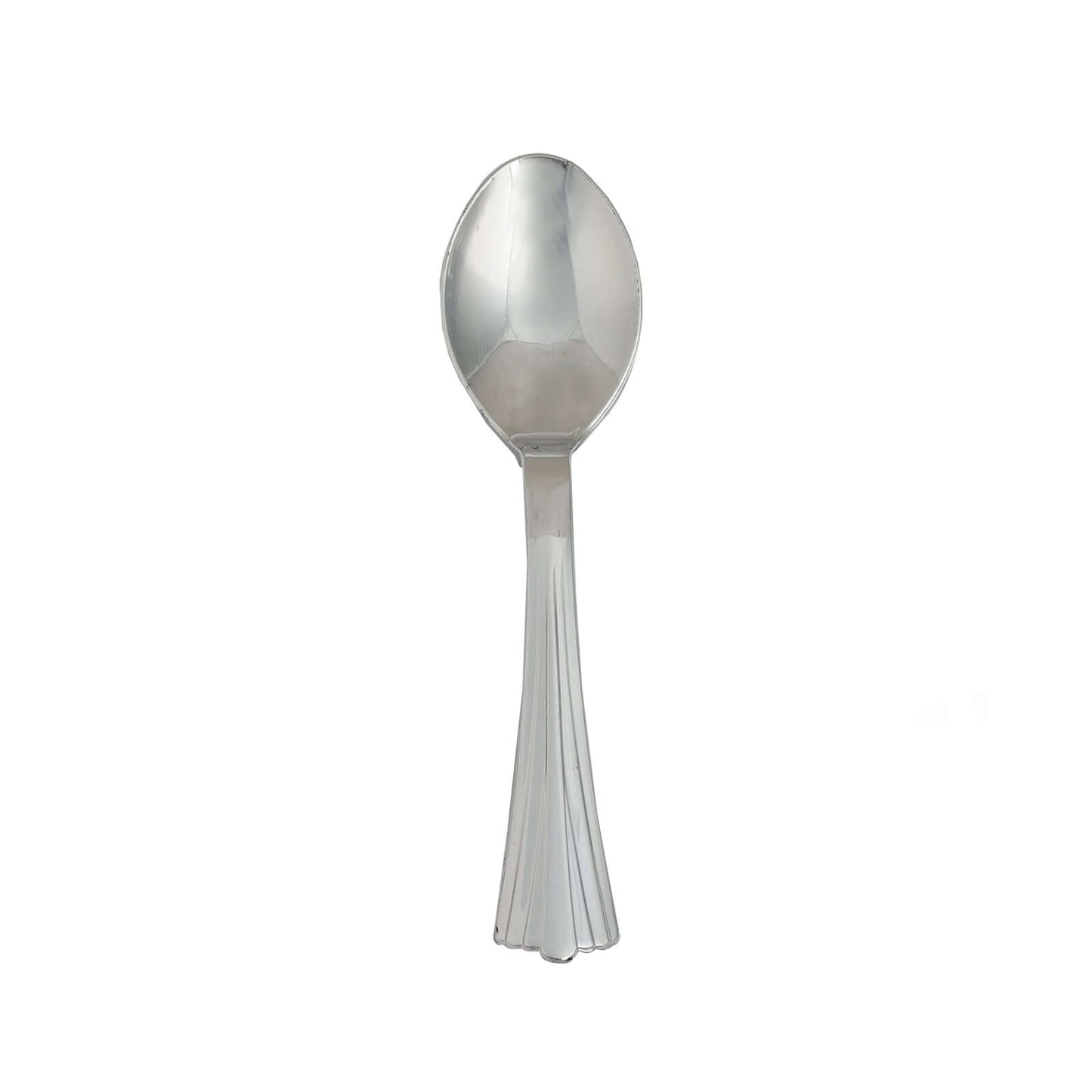 36-Pack Plastic Tea Coffee Spoons Light Silver Heavy Duty with Fluted Handles - Durable Disposable Cutlery 5"