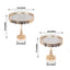 Set of 2 Pedestal Cake Stands Round Design with Mirror Top Gold - Crystal Beaded Cupcake Dessert Display Metal 11", 13"