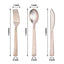 24-Pack Plastic Silverware Set with Hammered Design Rose Gold - Heavy Duty Disposable Utensils 7"