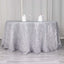 Polyester 120" Round Silver Tablecloth Metallic Fringe Shag Tinsel Table Cover
