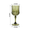 6-Pack Reusable Plastic Cocktail Goblets 8oz, Dusty Sage Green Crystal Cut - Shatterproof Wine Glasses