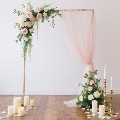 Sheer Backdrop Curtain Panel 5ft Ã— 10ft Blush â€“ Wedding Arch Drape with Rod Pocket - Backdrops