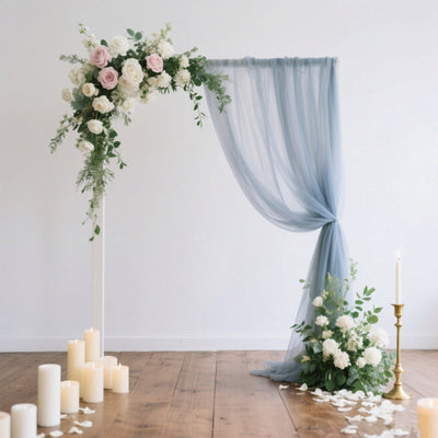 Sheer Backdrop Curtain Panel 5ft Ã— 10ft Dusty Blue â€“ Wedding Arch Drape with Rod Pocket - Backdrops