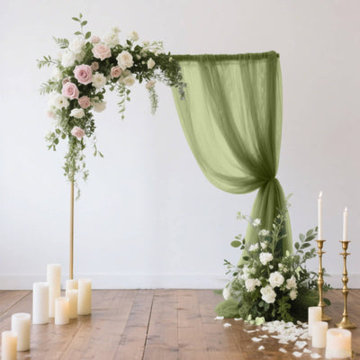 Sheer Backdrop Curtain Panel 5ft Ã— 10ft Dusty Sage Green â€“ Wedding Arch Drape with Rod Pocket - Backdrops