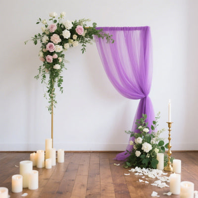 Sheer Backdrop Curtain Panel 5ft Ã— 10ft Purple â€“ Wedding Arch Drape with Rod Pocket - Backdrops