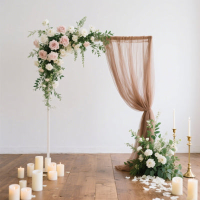 Sheer Backdrop Curtain Panel 5ft Ã— 10ft Taupe â€“ Wedding Arch Drape with Rod Pocket - Backdrops