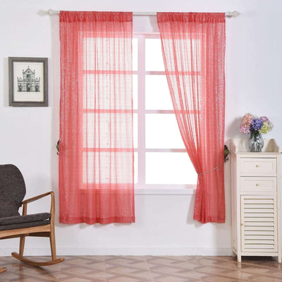 Pack of 2 52"x64â€ Coral Sequin Curtains With Rod Pocket Window Treatment Panels - Clearance SALE