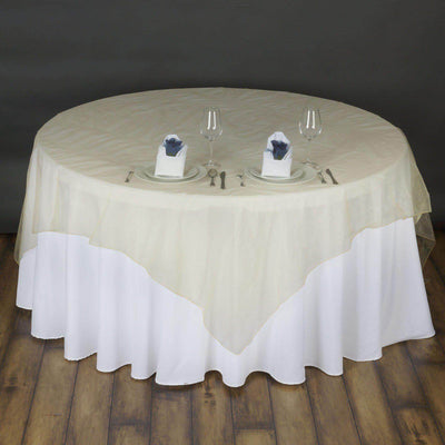 Organza 72"x72" Table Overlay Square Tablecloth Champagne - Sheer Table Cover