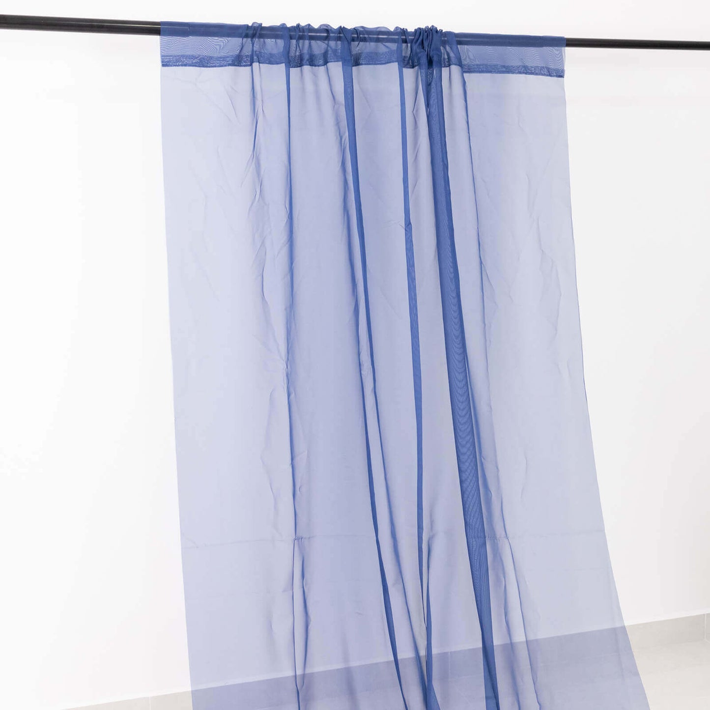 5ftx32ft Navy Blue Chiffon Curtain Panel, Durable Flame Resistant Backdrop Ceiling Drapery With Rod Pocket