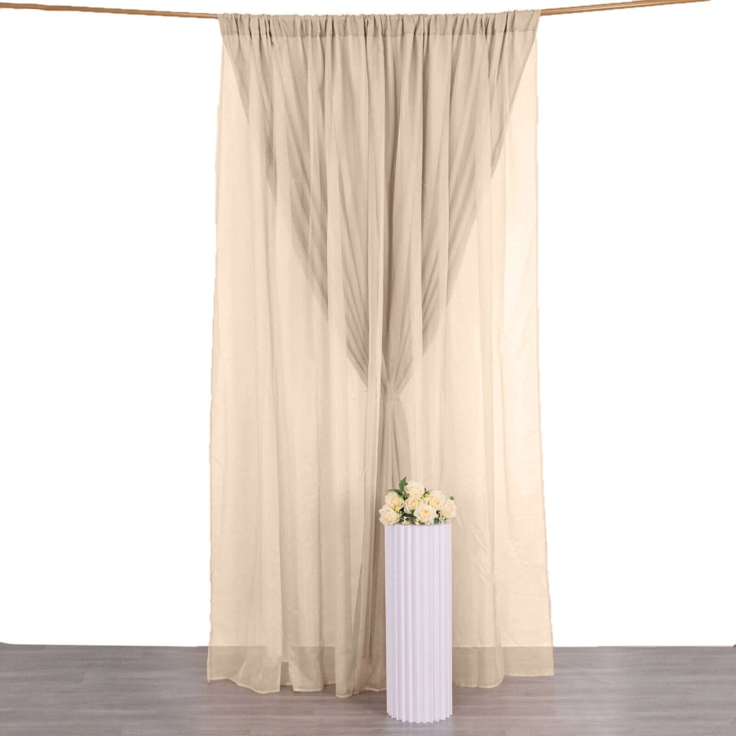 Nude Chiffon Polyester Event Curtain Drapes, Dual Layer Divider Backdrop Curtain Panels with Rod Pockets - 10ftx10ft