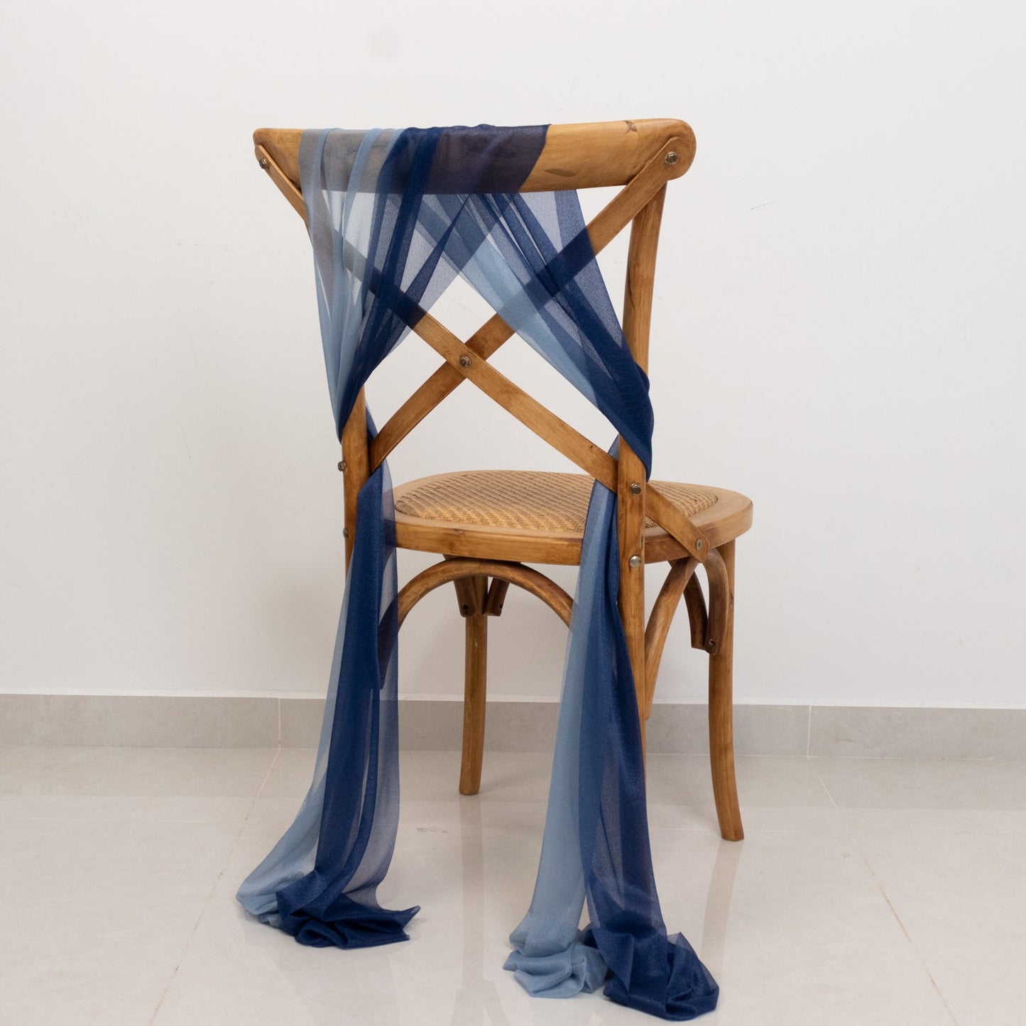 20-Pack Sheer Chair Drape Decor in Navy Blue and Dusty Blue â€“ 9ft Shimmer Sash, Wrinkle-Free