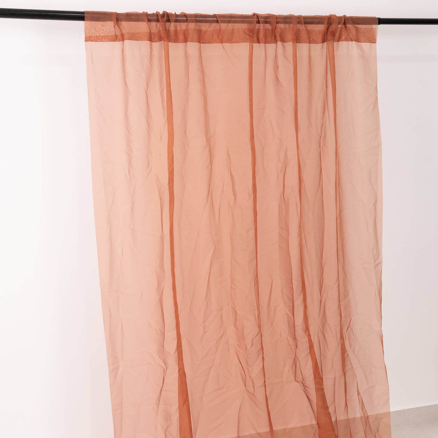 5ftx32ft Terracotta (Rust) Chiffon Curtain Panel, Durable Flame Resistant Backdrop Ceiling Drapery With Rod Pocket