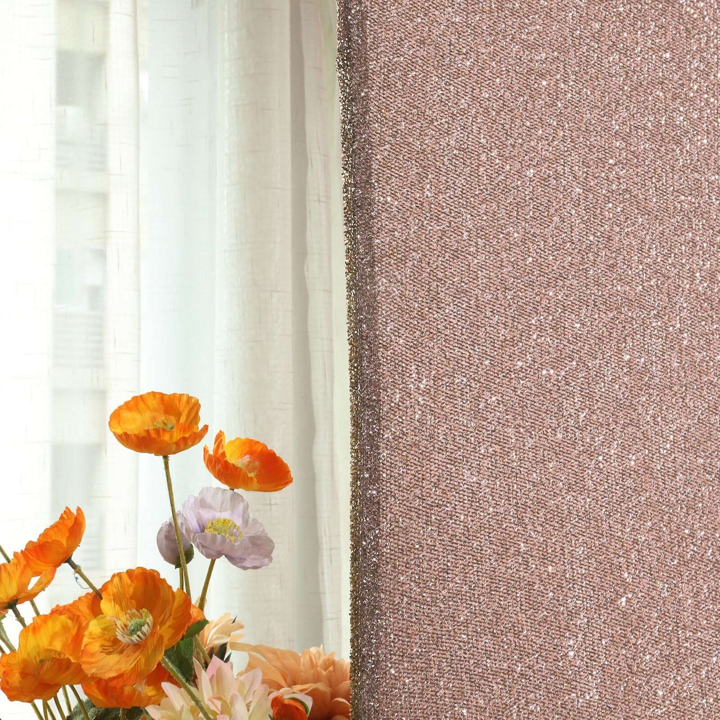 5ft Rose Gold Shimmer Tinsel Spandex Chiara Backdrop Stand Cover For Fitted Round Top Wedding Arch
