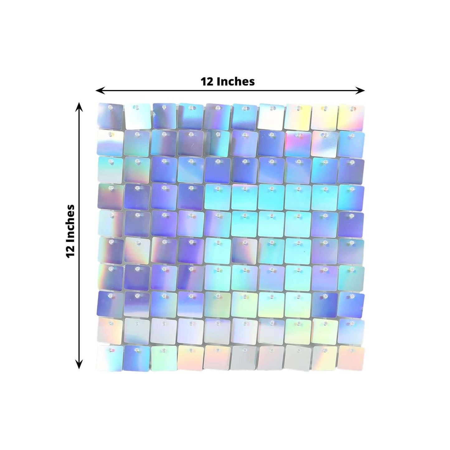 Disco Theme Iridescent Blue Square Sequin Shimmer Wall Party Photo Backdrop, 24sq.ft Active Spangle Wall Art DÃ©cor Panels - 24 Panels