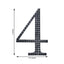 Decorative Rhinestone Number "4" Stickers, Glitter Adhesive Craft Numbers Black DIY Sparkle Embellishments 4"