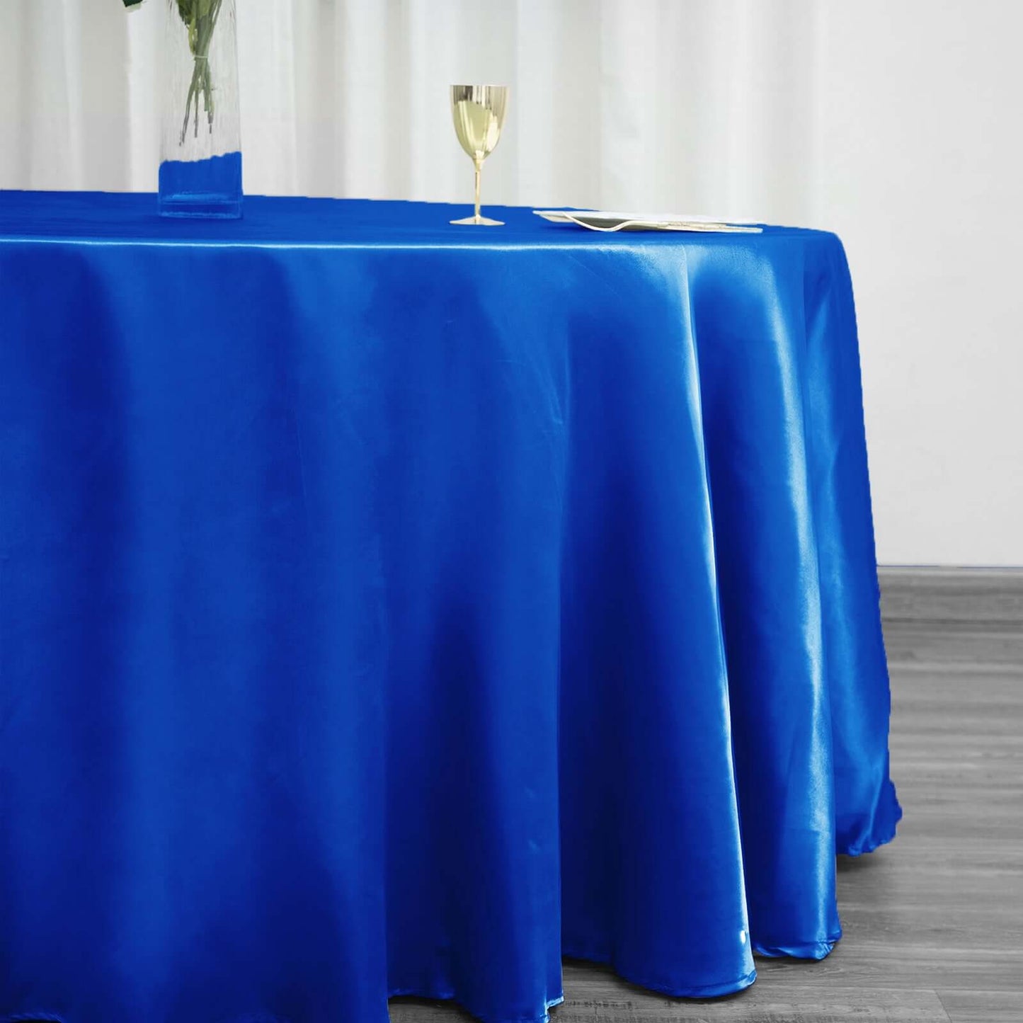 Satin 120" Round Tablecloth Royal Blue - Stylish Seamless Table Cover